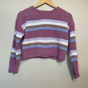 Oak & Meadow Girls  Striped Purple and White Women's Sweater 7/8